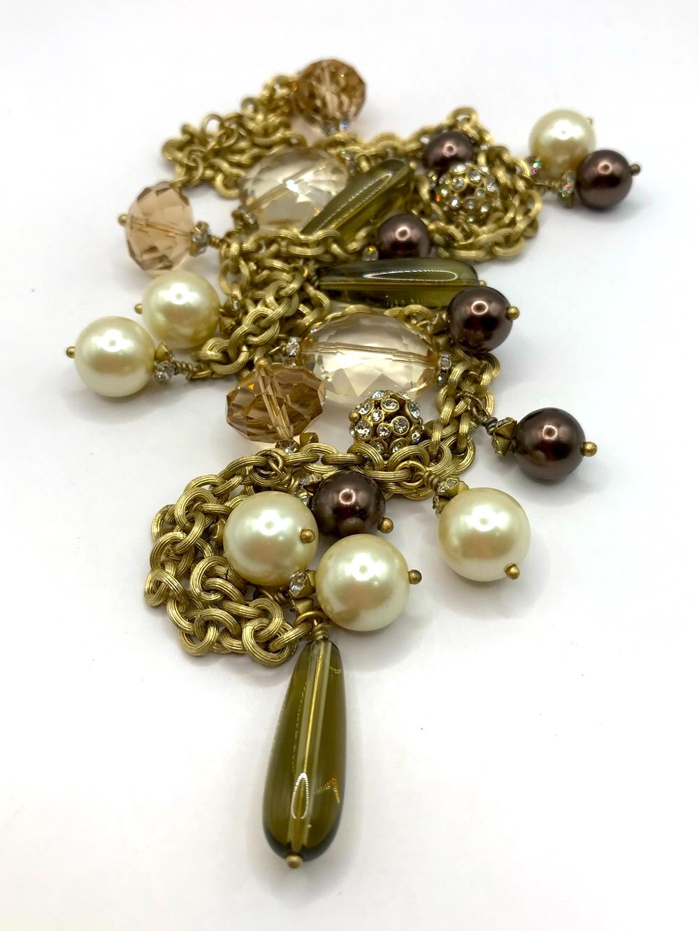 Stella & Dot Audrey Faux Pearl & Crystal Drop Statement Necklace